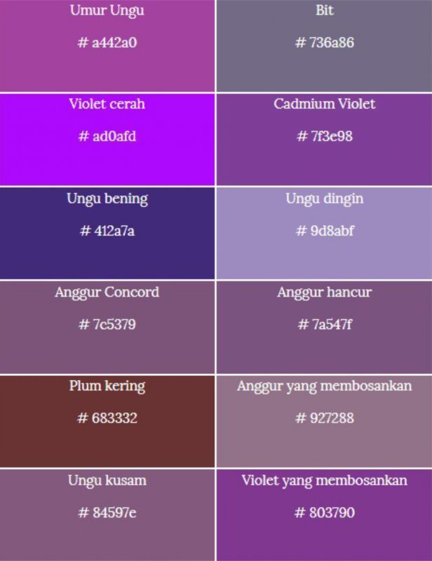 macam-macam warna ungu dan kode ungu 2